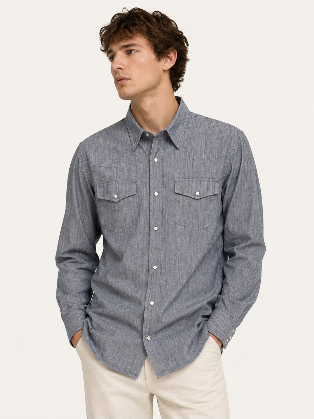 Ariat Jurlington Retro Fit Western Snap Shirt Men’s Large Gray